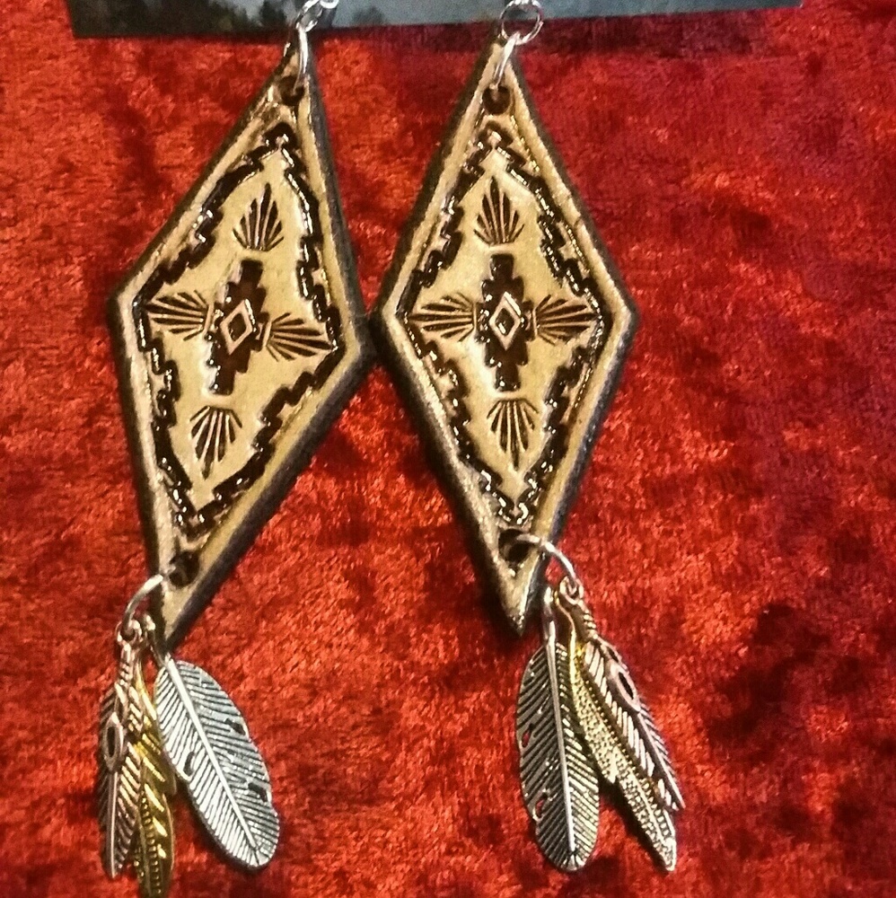 Southwestern Style Leather Earrings